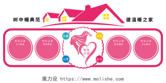 粉色温暖妇女之家文化墙